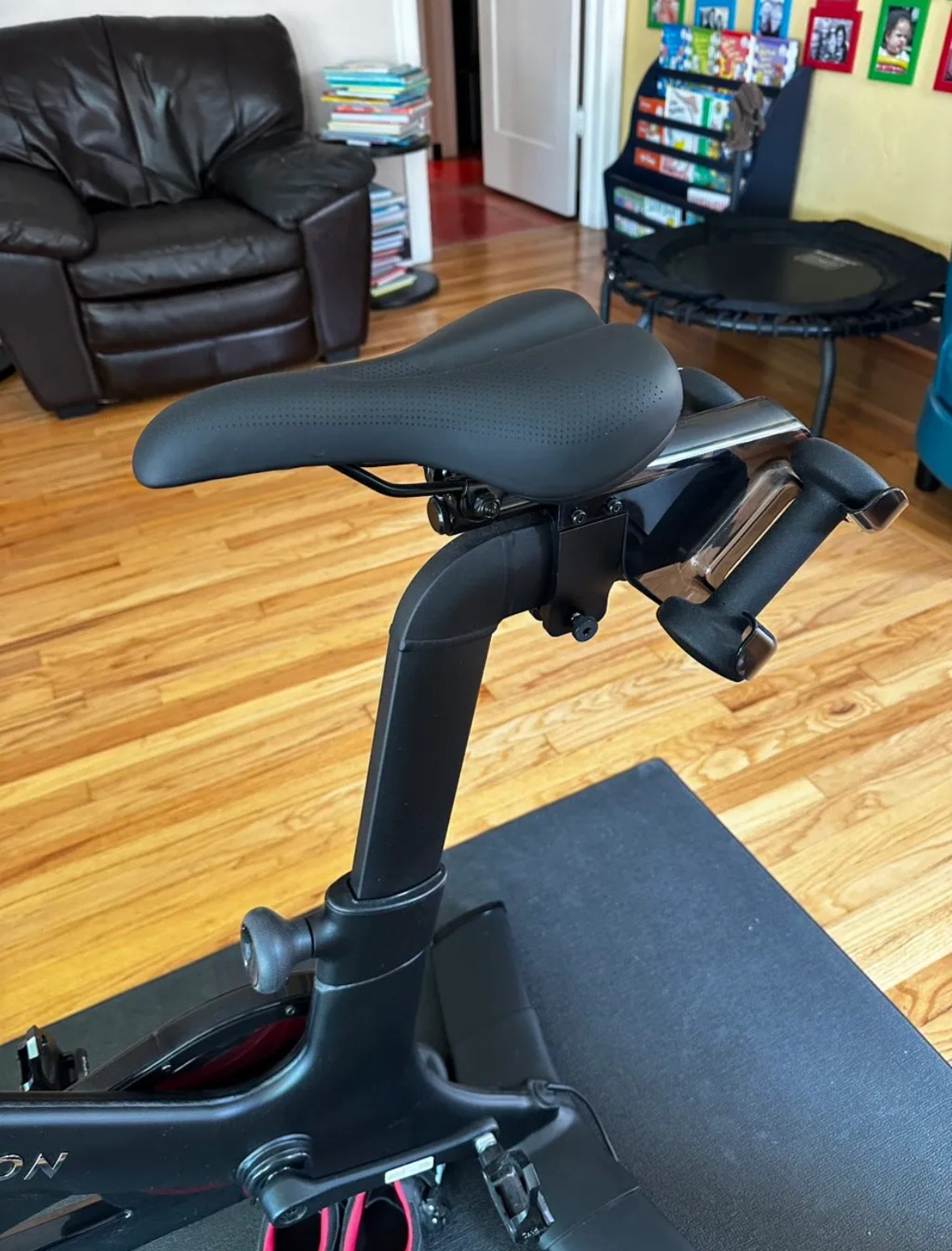 Exercise bike seat upgrade before work