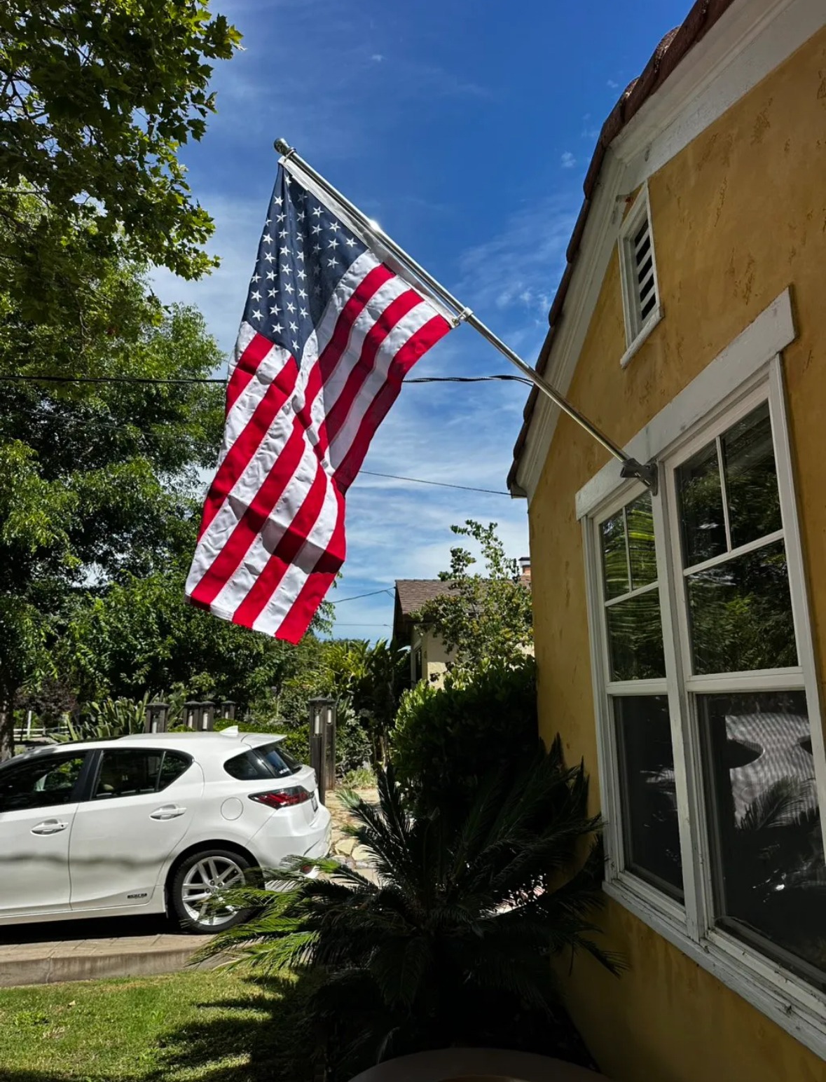 Exterior flag installation after work
