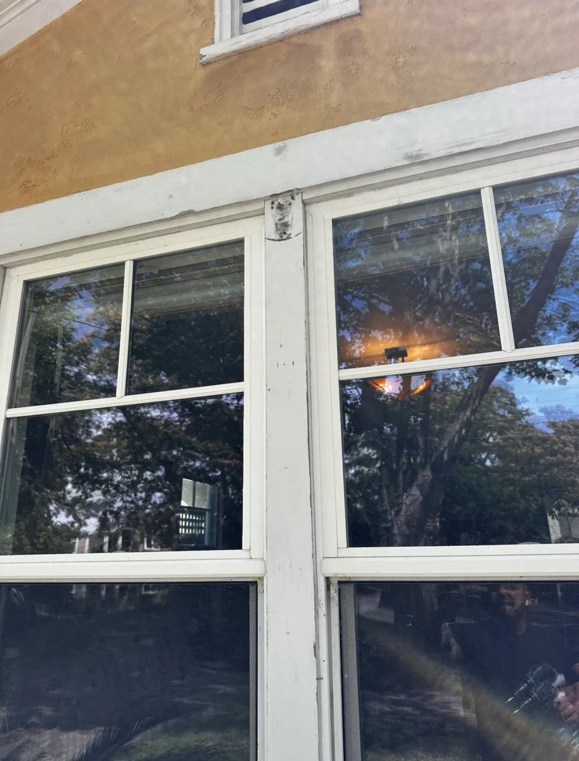 Exterior flag installation before work
