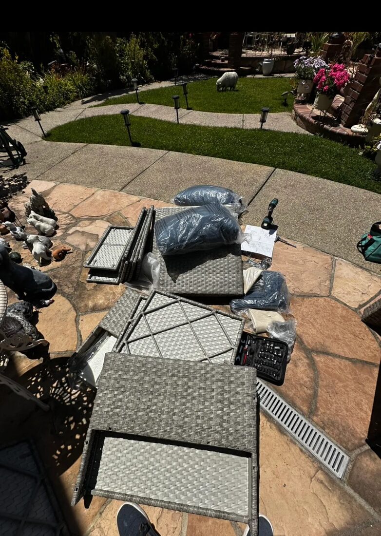 Patio furniture assembly before work